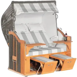 Strandkorb Classic XL 36 / hellgrau-weiß